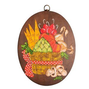 Vintage Handmade Hand Painted Hangable 13" Oval Creative Acrylics